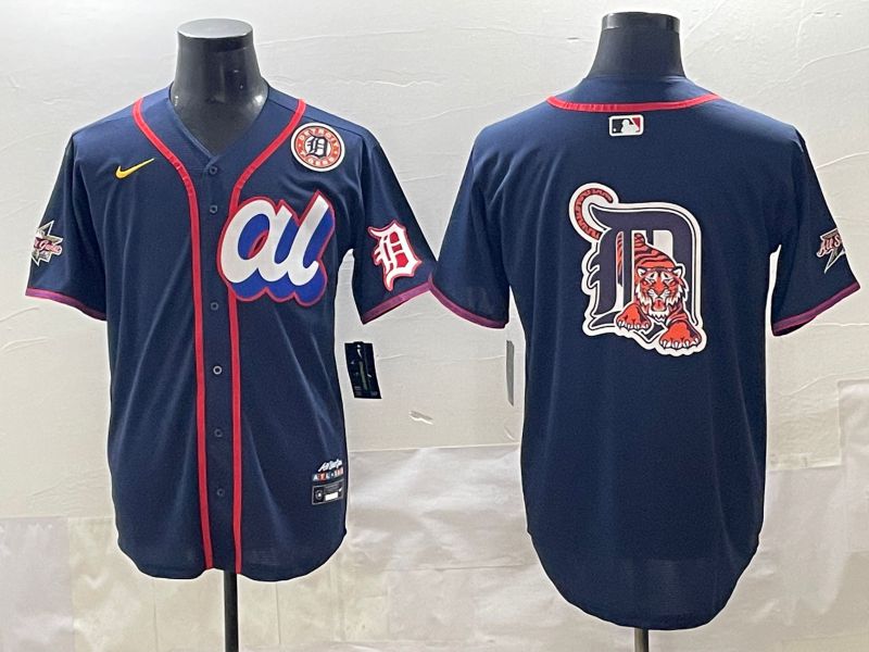 Men 2025 Detroit Tigers Blank Drak Blue All star Blank Blue Nike MLB Jersey style 4